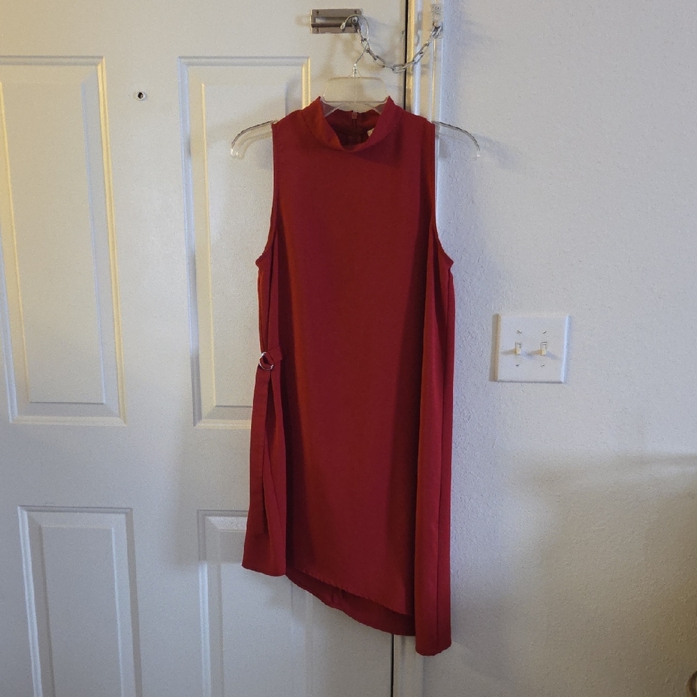 Monteau Asymmetrical Red Sleeveless Dress